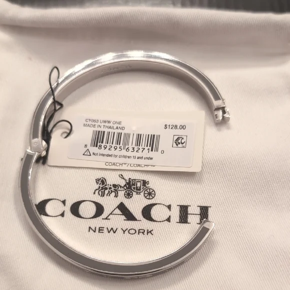 Coach Navy and Silver Logo Bangle - Picture 3 of 5